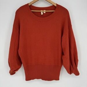 Anthropologie Moth Balloon Dolman Sleeve Cabin Sweater Women's Medium Orange